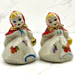 Vintage Hull Little Red Riding Hood Salt and Pepper Shaker Set + Stoppers Marked